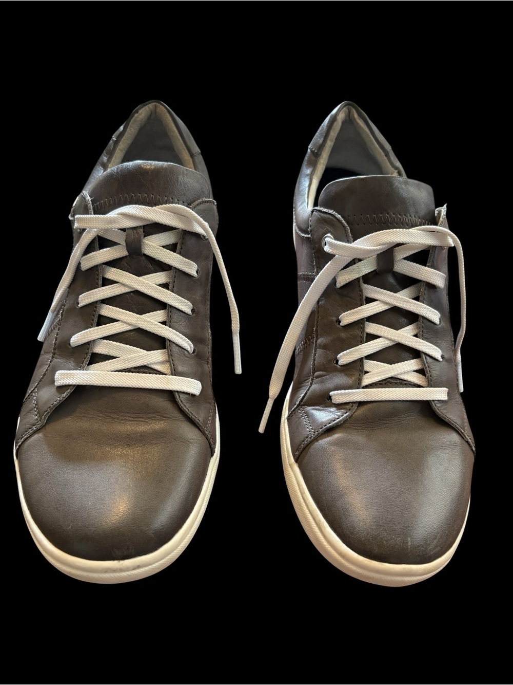 Josef Seibel Leather Sneakers in Dark Grey with White Laces